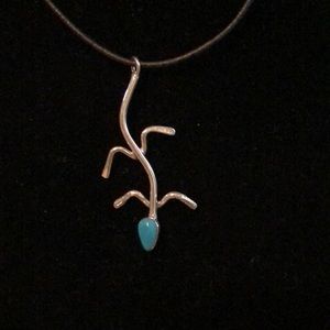 Vintage Navajo Sterling Turquoise Lizard Necklace